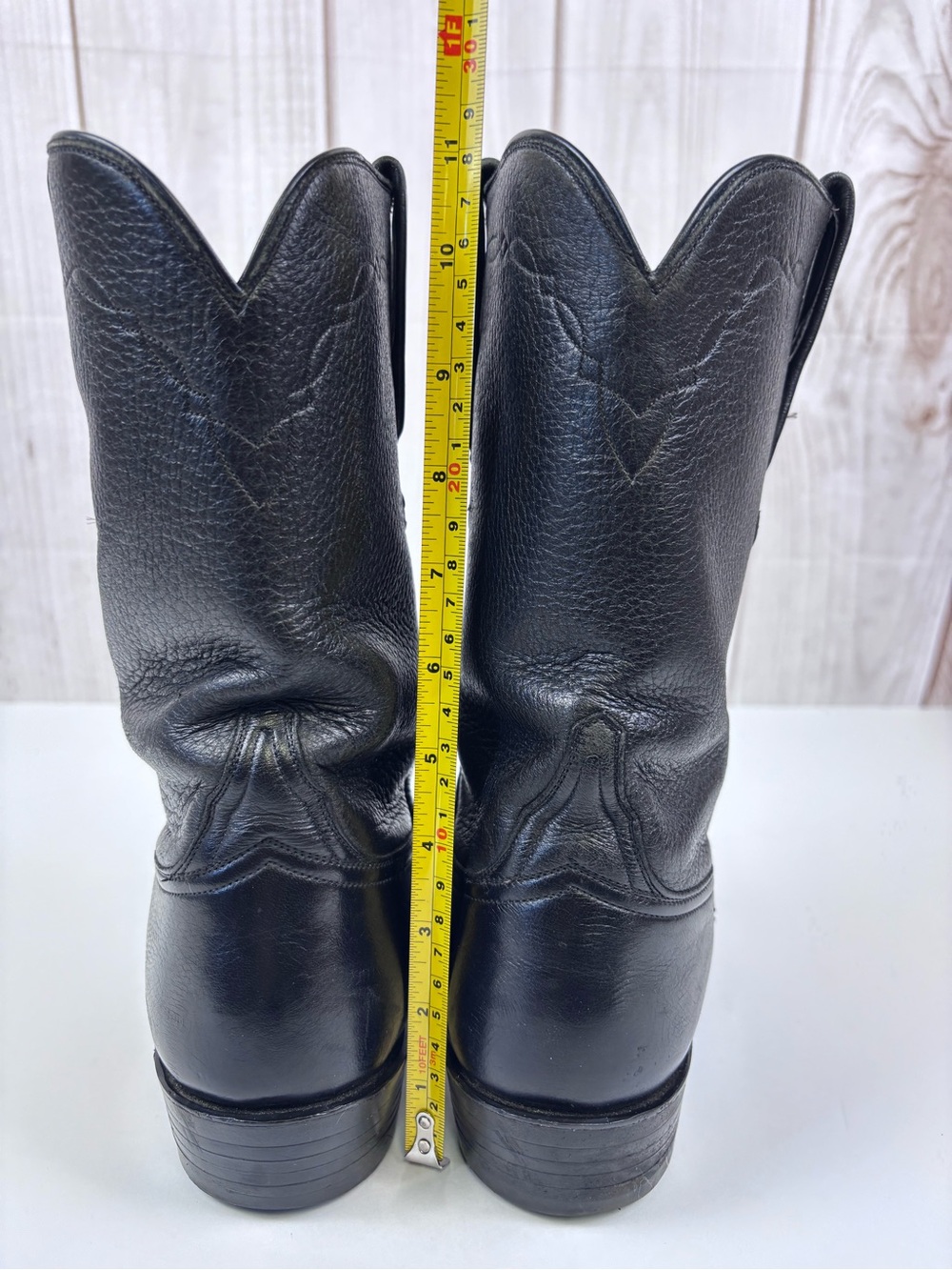 Vintage Lucchese Brown Tag Roper Western Cowboy Boots L818128 Leather Black 8D - Picture 14 of 14